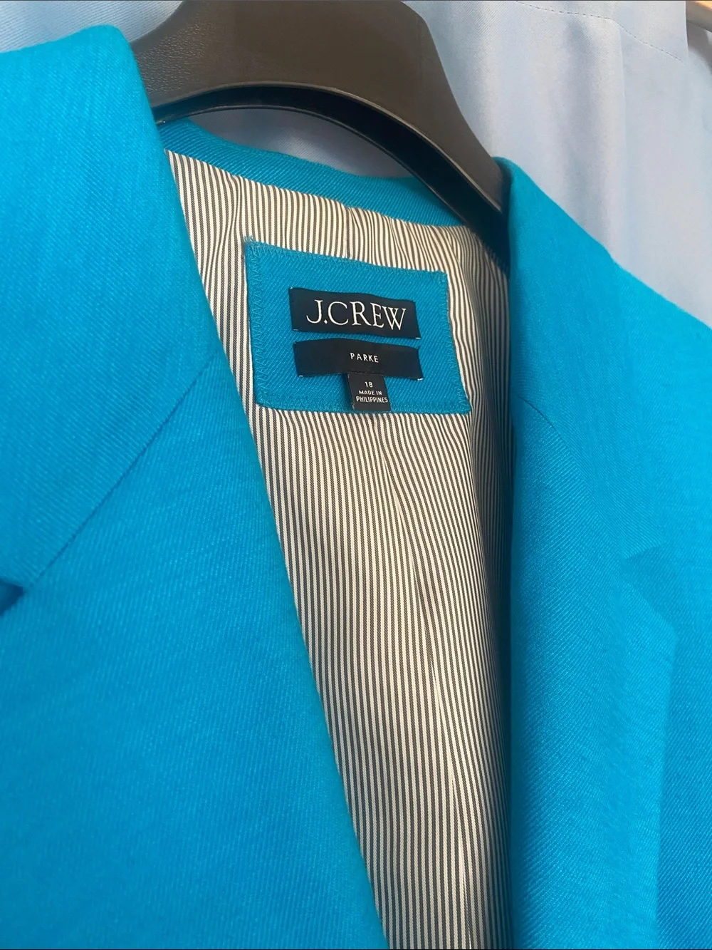 J. Crew Teal Parke single button Blazer, size 18 NWOT